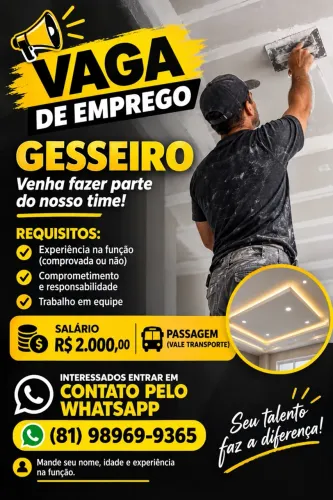 Vaga de emprego gesseiro