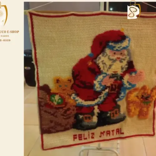 PROMOÇÃO! TAPEÇARIA FELIZ NATAL EM CROCHÊ A MÃO- PAPAI NOEL-
