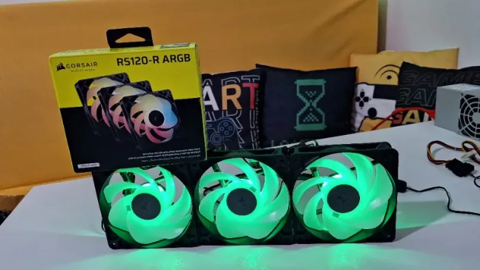 Fans Corsair RS120-R Reversas ARGB 5v com 3 Unidades PWM 120mm 12cm