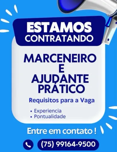Vagas pra marceneiro ou ajudante