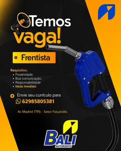 Vaga para frentista.