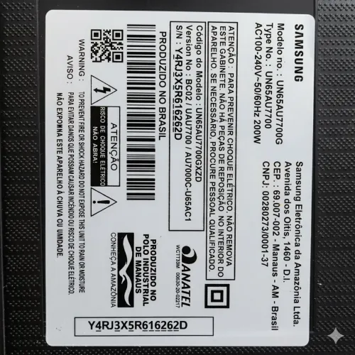 Smart TV Samsung 65" (Para Retirada de Peças / Conserto)