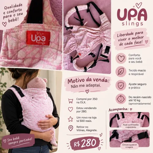 VENDO MOCHILA EVOLUTIVA UPA SLINGS - para bebês e crianças pequenas