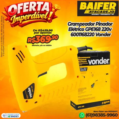 Grampeador Pinador Elétrico GPE168 220v 6001168220 Vonder