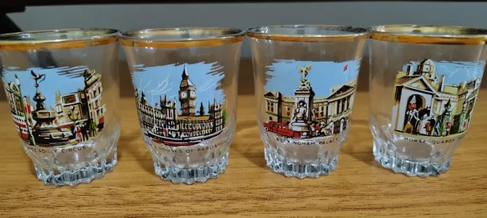 Jogos de copo de dose shot colecionáveis originais 1950 e 1960 
