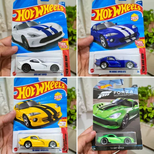 Lote com 4 Hot Wheels Dodge Viper Mainline e Silver Séries 
