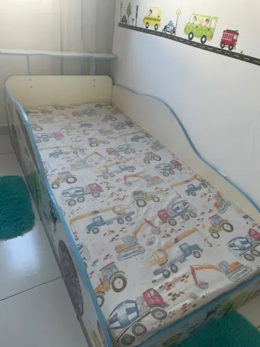 Cama com colchão d28 solteirão, 100%mdf