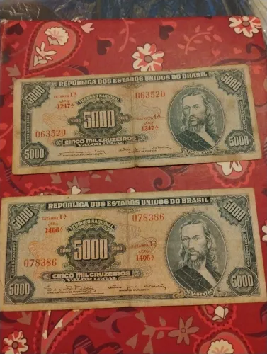 2 cédulas 5 mil cruzeiros