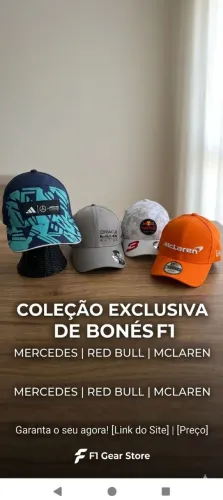 Coleção bonés fórmula 1 4 peças. 