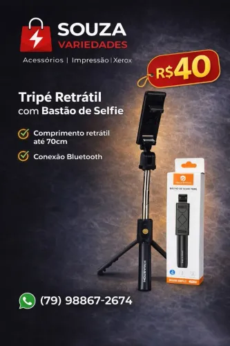 Bastão de selfie tripé