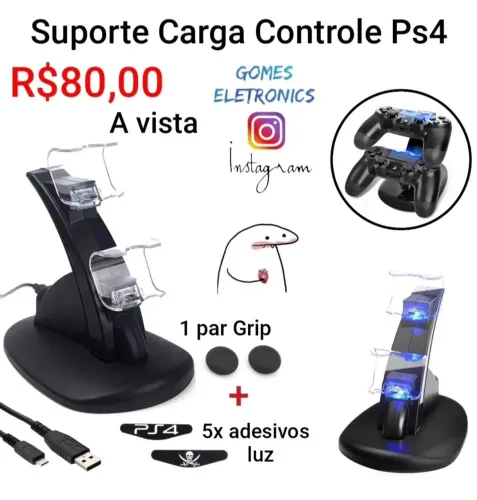 Carregador para Controle Ps4 Suporte Dock Vertical Playstation 4 (Loja Fisica)<br>