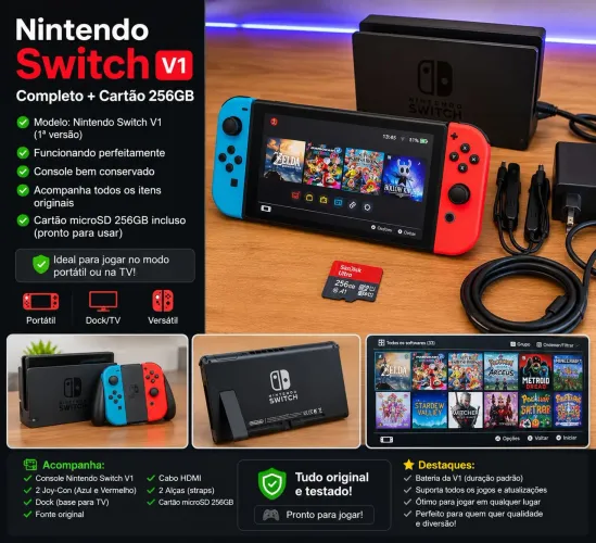 Nintendo Switch v1+ SD 256GB