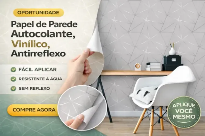 Papel de parede vinílico autocolante cinza com prata