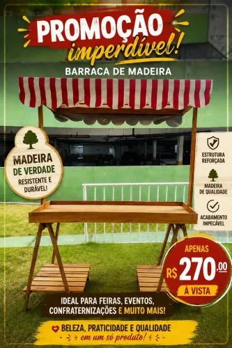 Barraquinha de madeira legítima perfeita
