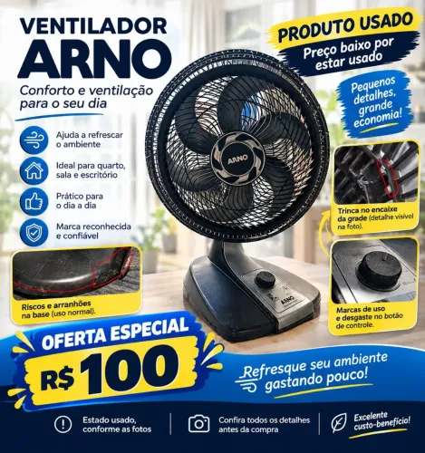 Ventilador Arno Silence Force Usado por R$ 80,00