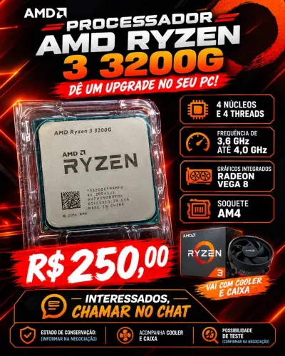 Processador AMD Ryzen 3 3200G com Cooler e Caixa