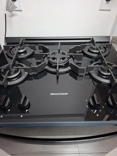 Fogão Brastemp 4 Bocas de Embutir Preto com Mesa de Vidro e Dupla Chama - BYO4XAE