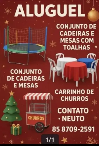 Aluguel de mesas e cadeiras pula pula e carro de pipoca