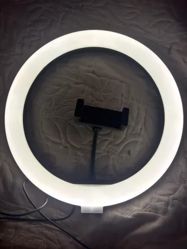 Ring Light com Tripé e Suporte para Celular, 3 Cores e 10 Intensidades