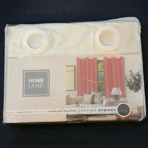 Cortina Home Land Stripes Rosê 2,00m x 1,70m com Ilhós - 100% Poliéster