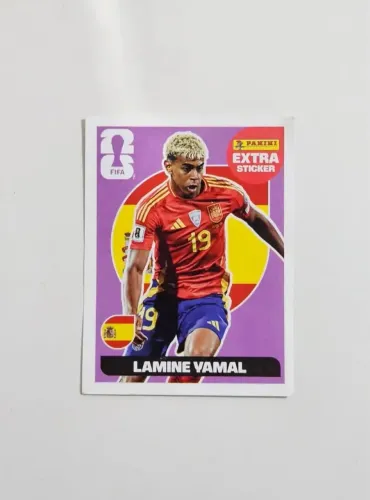 Figurinha Lamine Yamal roxa álbum copa 2026 panini