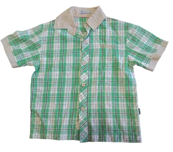 Camisa Xadrez Verde Infantil Manga Curta - Tam. 8 Trick