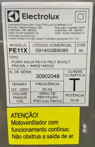 Purificador Eletrolux PE11X