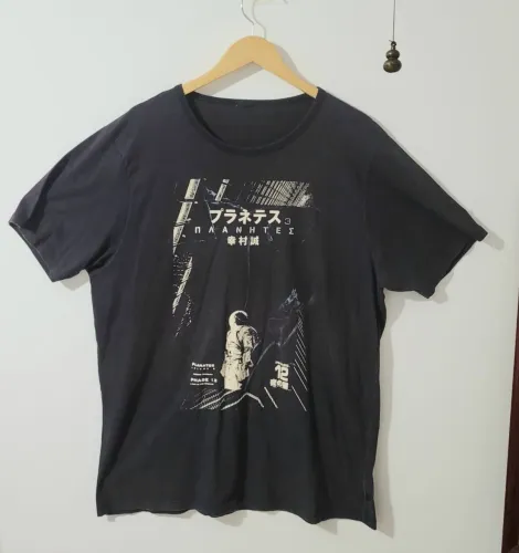Camiseta Preta Estampada Tam GG