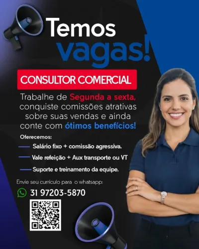Consultor(a) de Vendas - Presencial (Seg a Sex) - Barro Preto/MG