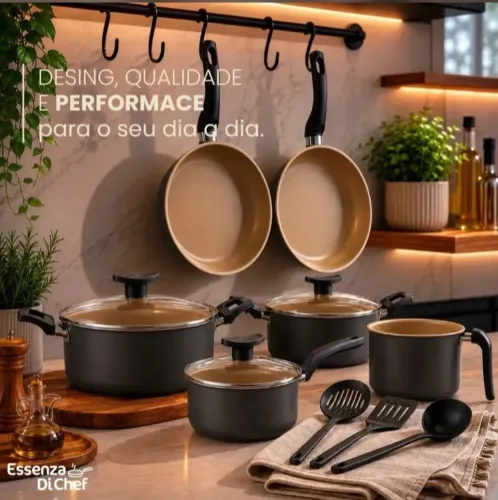 Conjunto Panelas Antiaderente 10 peças Teflon
