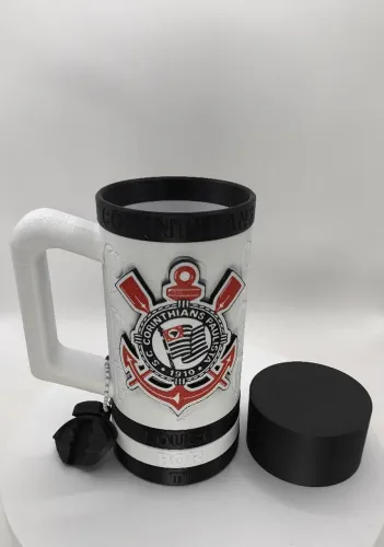Porta Lata do Corinthians, com Adaptador 350ml e Tampa Abridor