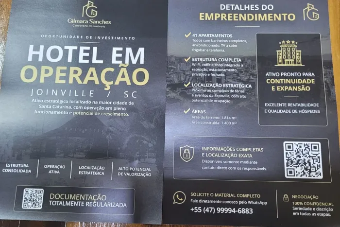 Compre hotel em pleno funcionamento na maior cidade de Santa Catarina!