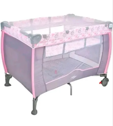 Kit Berço q vira Cercado Baby Style+2 mosquiteiros +lixeira rosa e trança protetor