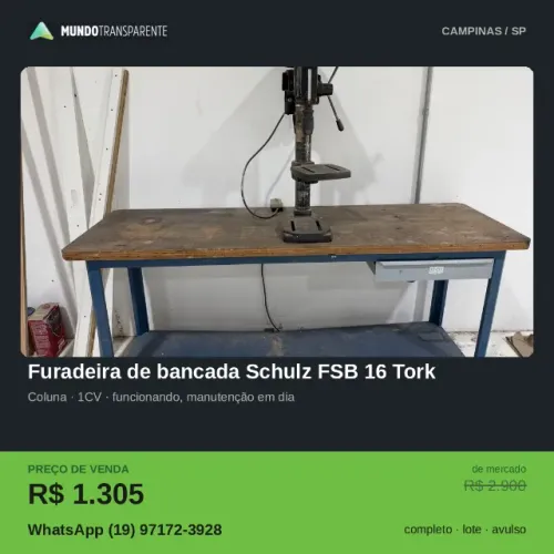 Furadeira de Bancada Schulz FSB 16 Tork - Acompanha Bancada