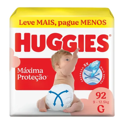 Lote premium Fralda Huggies supreme care G pacote com 92 unidades e Pampers pants 52 uni