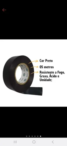 Fita isolante 19mm resistente 5M