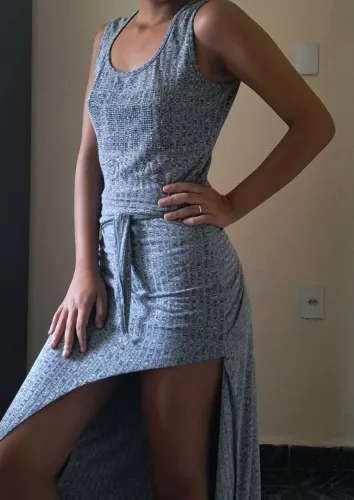 Saia longa de amarração+cropped de brilho (conjunto)-Tamanho M