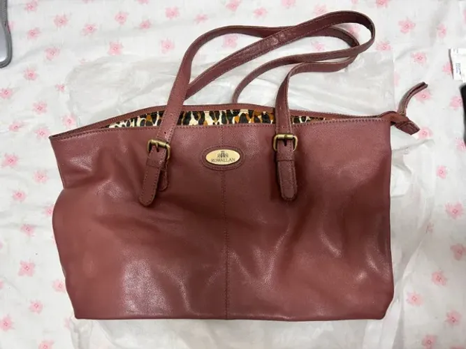 Bolsa Tiracolo de couro fino feito à mão Rowallan Marrom-rosado - Nova
