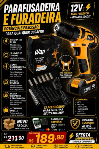 Parafusadeira e furadeira WAP 12w