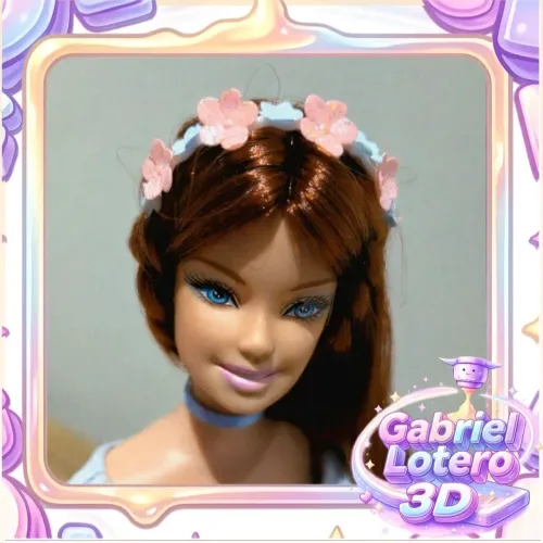 Coroa de flores para a boneca Erika do filme Barbie a Princesa e a Plebeia - impressão 3D