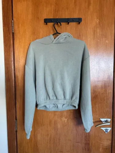 Moletom Cropped com Capuz Verde Oliva ZARA - Tam. P