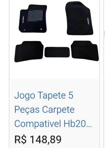 Tapete carpete para HB20 terceira geração