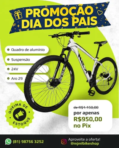 PROMOÇÃO DIA DOS PAIS! Bike Aro 29 Quadro de Alumínio R$ 950 no Pix