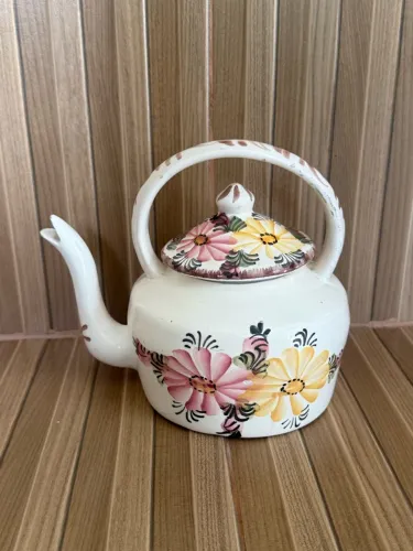 bule de cerâmica floral vintage antigo - chaleira