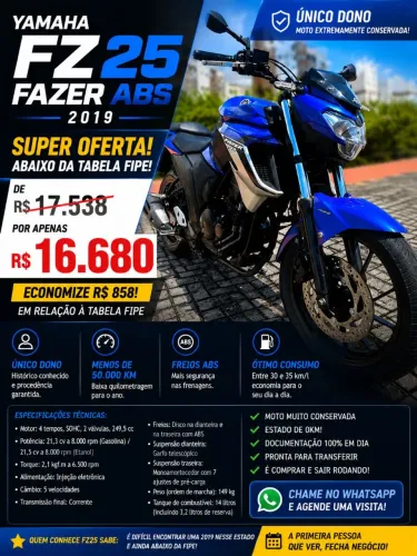 Fazer 250 Azul / Fz25 Yamaha