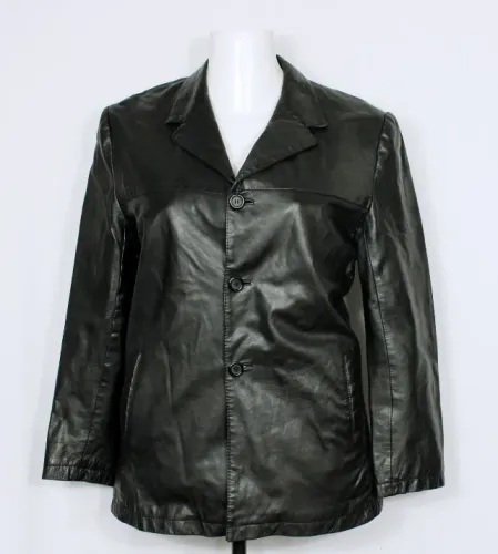 Jaqueta masculina alongada preta couro legítimo leve - Veste M/G - Ref. 5883