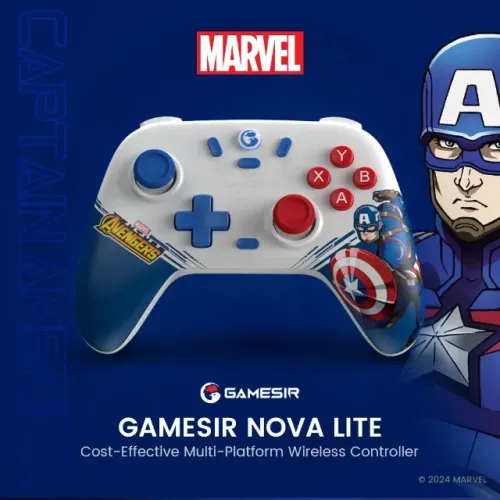 Controle Gamesir T4 Nova Lite Hall Effect Capitão America Cor Branco