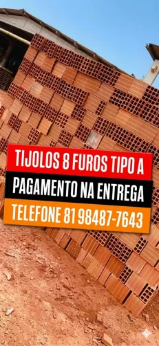 TIJOLO TIJOLOS - DE PRIMEIRA - RECIFE E REGIÃO METROPOLITANA - PAGUE NA ENTREGA 