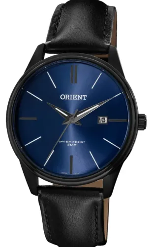 Relógio Orient Masculino Fundo Azul Pulseira Couro Calendário MPSC1018D1PX
