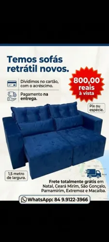 Sala renovada com um lindo sofá retrátil, frete gratuito em Natal e grande Natal.